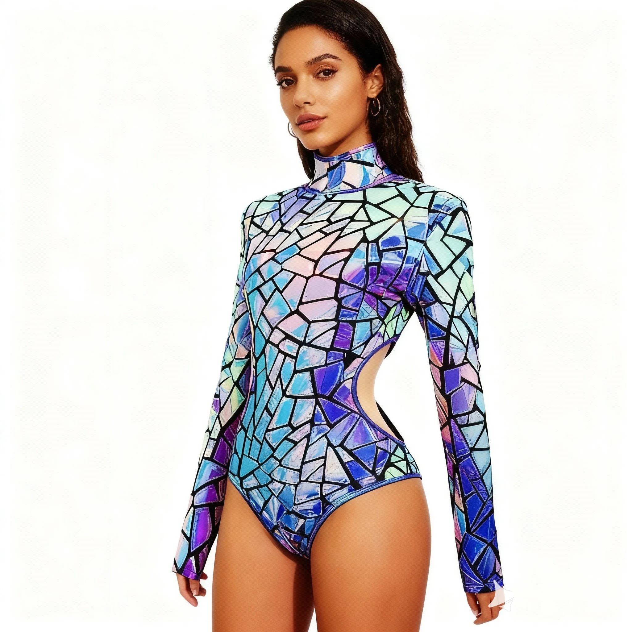 Body con cinturino ritagliato da donna, costume Gogo, ballerina femminile, body da danza jazz, festa in discoteca, performance sexy, abbigliamento da palcoscenico