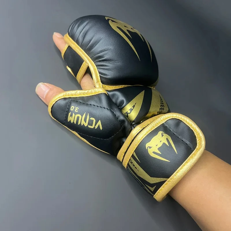 Guantes de boxeo transpirables, guantes de medio dedo, Sanda Fighting y Fighting