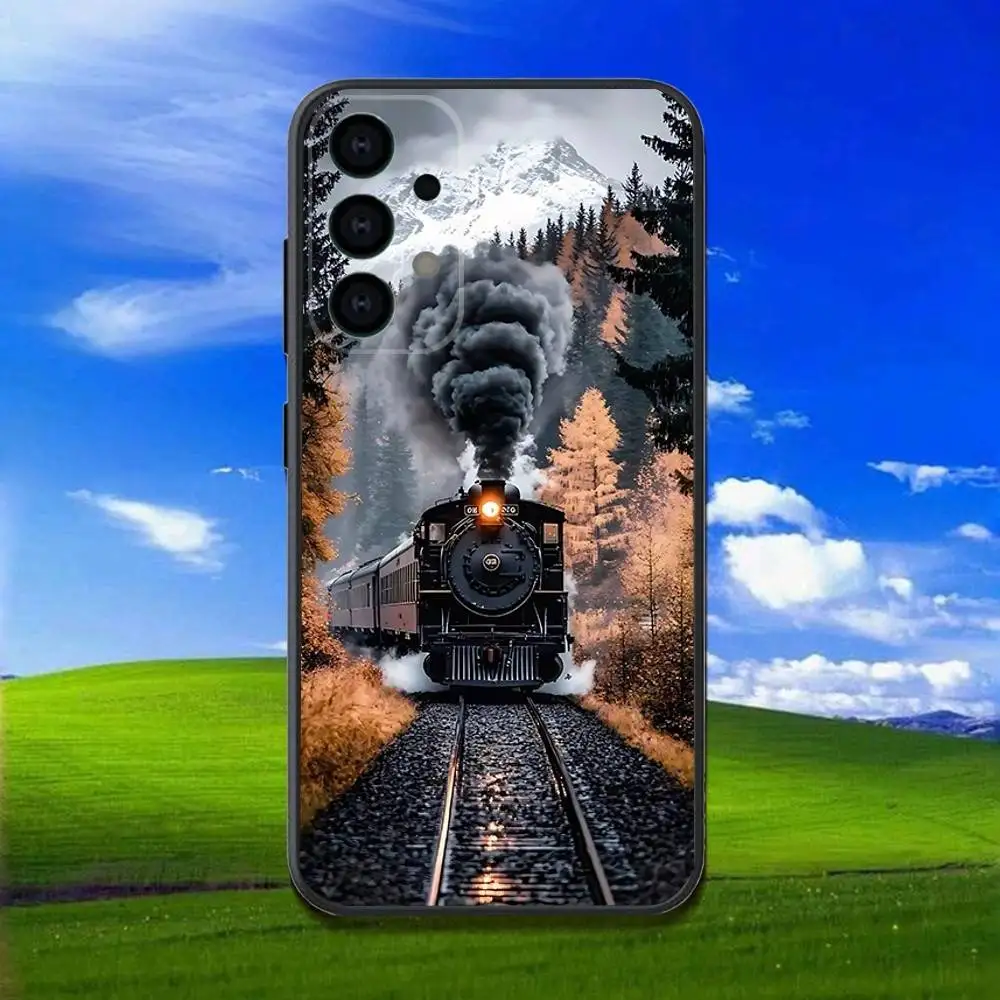 เคสโทรศัพท์รถไฟไอน้ำคลาสสิกสำหรับซัมซุง กาแล็คซี่ A13,A21s,A22,A31,A32,A52,A53,A71,A80,เคสสีดำนุ่ม