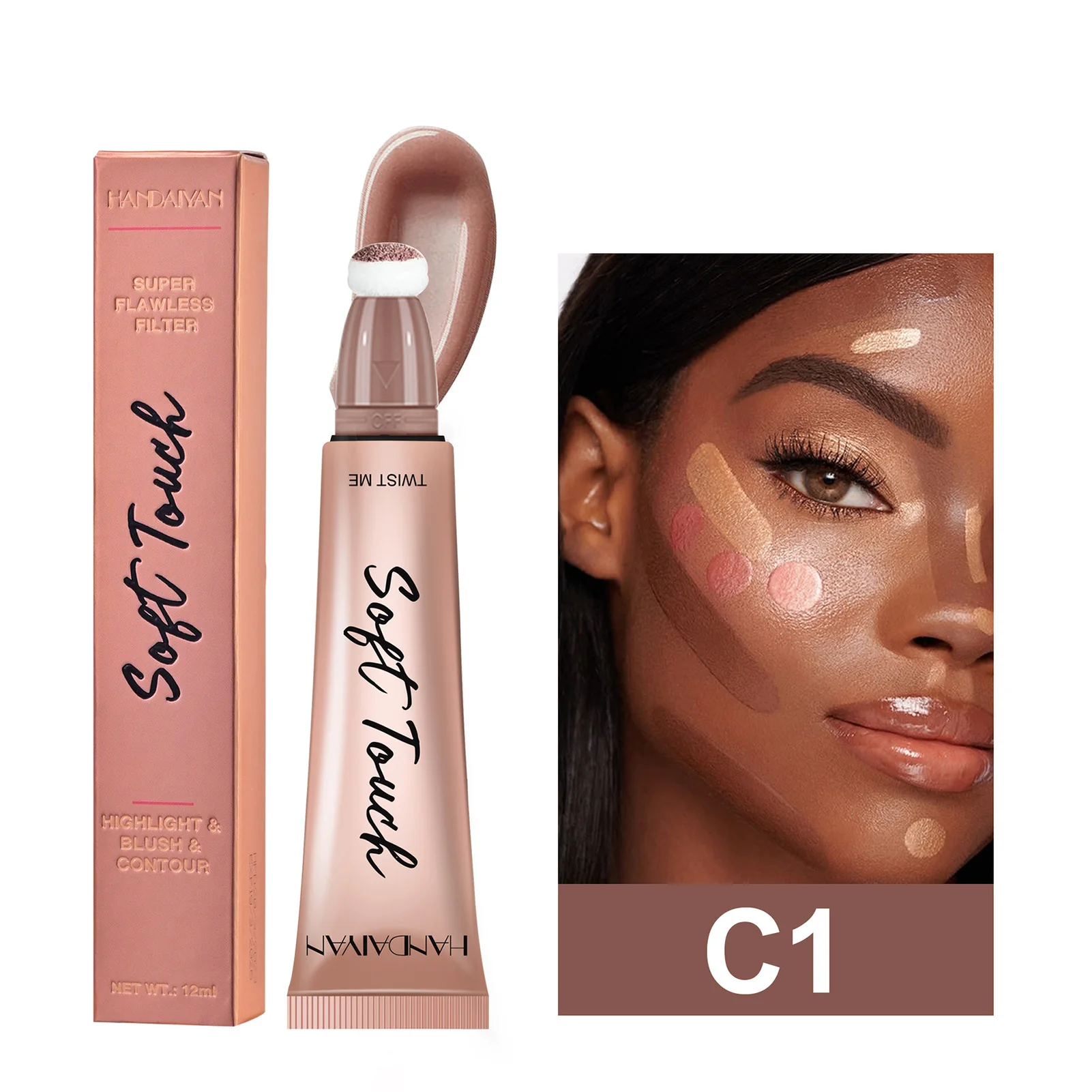 Liquid Face Concealer Pen Suave Cremoso Matte Finish Liquid Contour Stick para Aniversário Natal Ano Novo Presente PR Venda