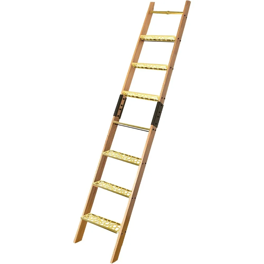 سلم مكتبة فولاذي عتيق مكون من 9 طبقات مع لمسة نهائية سوداء ومجموعة أدوات ذهبية #5