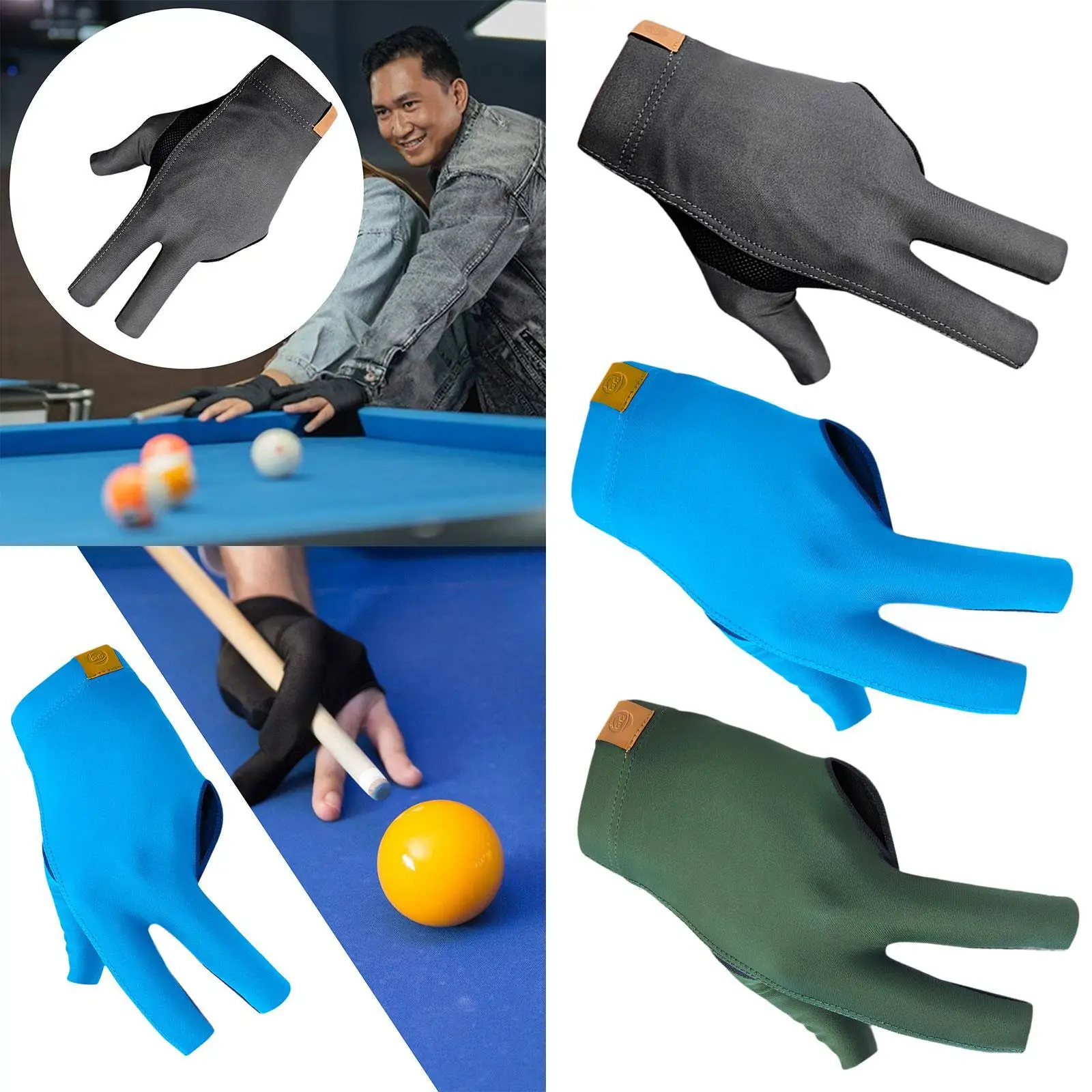 

Перчатки для бассейна с тремя пальцами, перчатки для ватина для женщин и мужчин, удобный аксессуар для бильярда