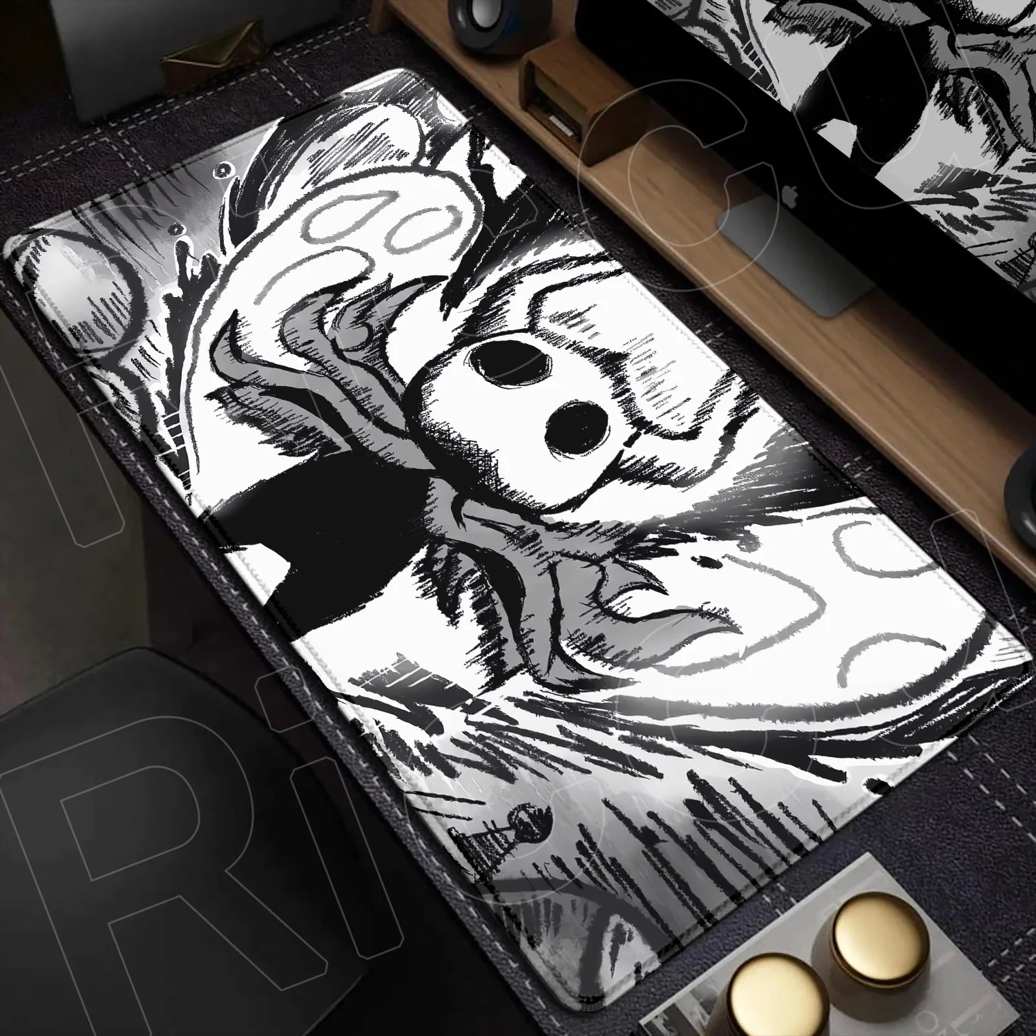 

Large Computer Rubber Antislip Mouse Pad XXL Black & White Gamer Art Keyboard Deskmat Hollow Knight Office Long Mausepad Durable