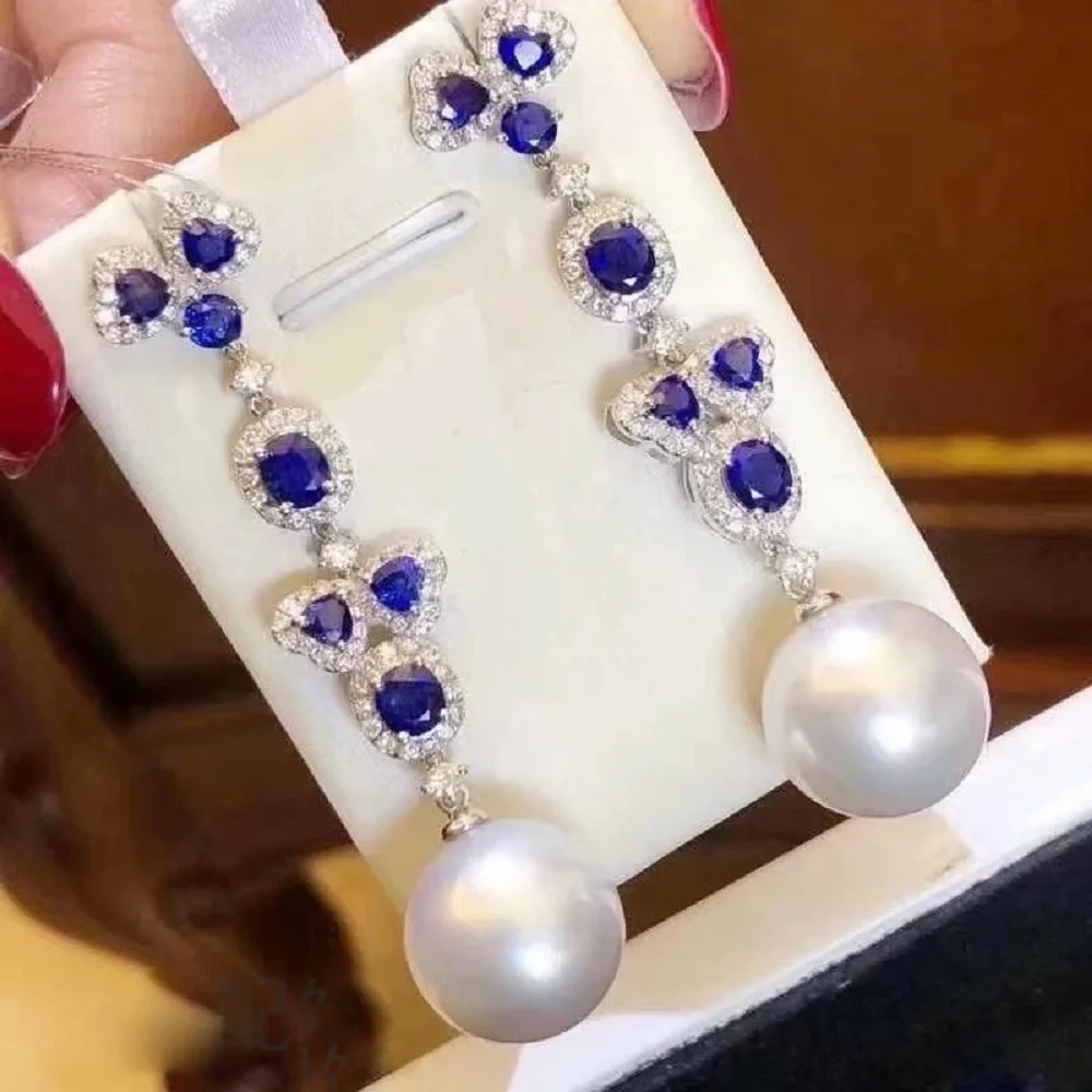 

New Pearl Long Earrings AAAA 9-10mm 10-11mm Natural Japanese Round Pearl Earrings 925s