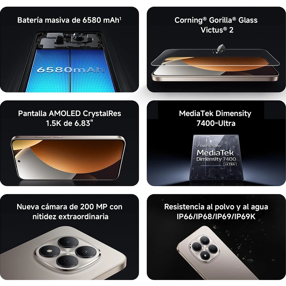 Xiaomi Redmi Note 15 Pro 5G Versión Global 256GB/512GB Pantalla AMOLED 6,83″ 1.5K 120Hz, Cámara 200MP, MTK Dimensity 7400-Ultra, NFC, IP68, Sin Cargador 3