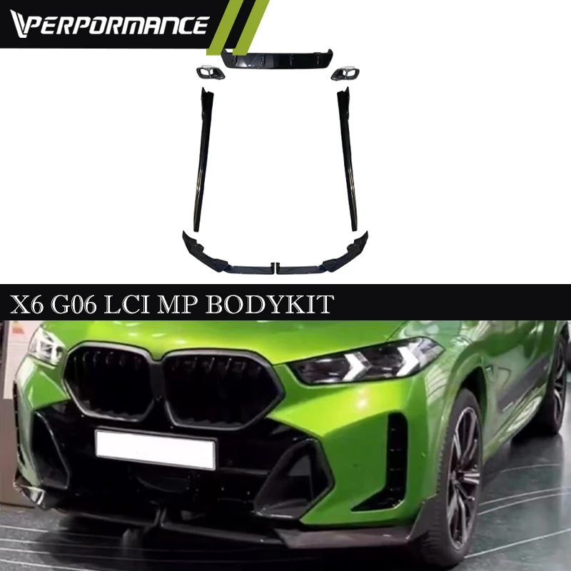 2023Year pp Car Front Lip X6 G06 MP Style Front Bumper Splitters For X6 G06 LCI MT Upgrade MP Bodykit