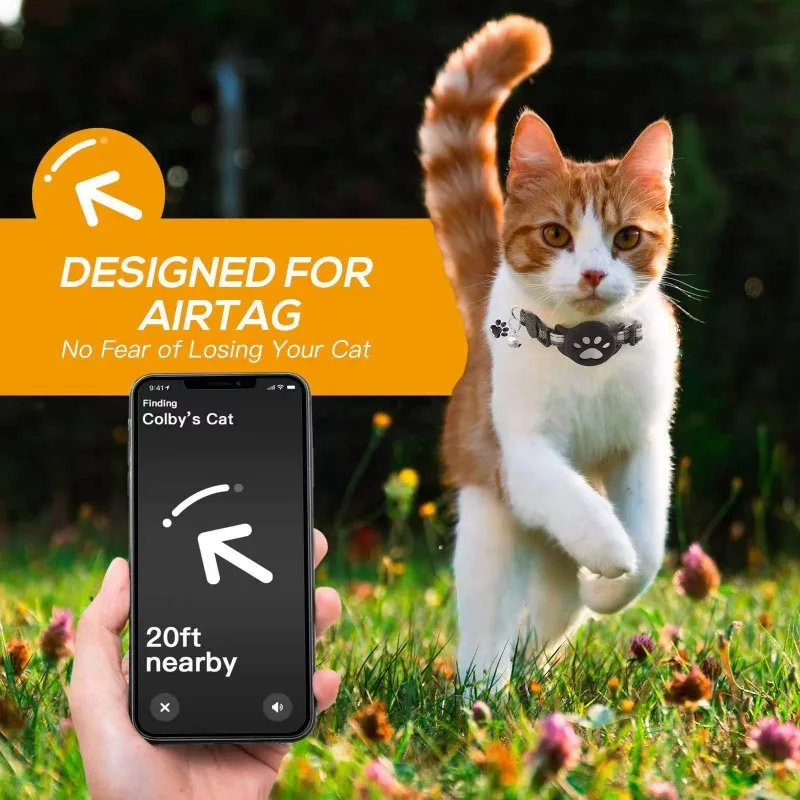 Pet Collar for Airtag Cat Collar Paw Bell Pendant Collar Locator Collar GPS Trackers Pets Accessories (Excluding Tracker) view 5