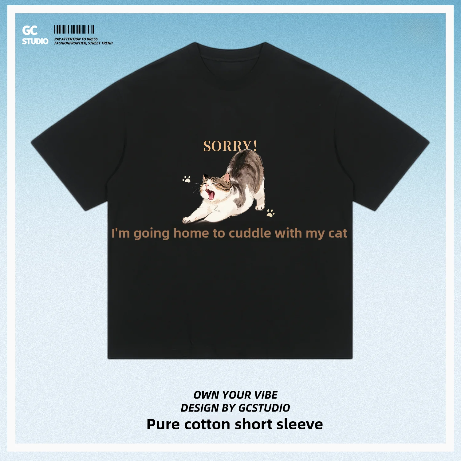 Sorry I Must Go Home to Pet My   Fun Design Pure Cotton round Neck Short Sleeve Casual Unisex T-Shirt Breathable Skin-F...