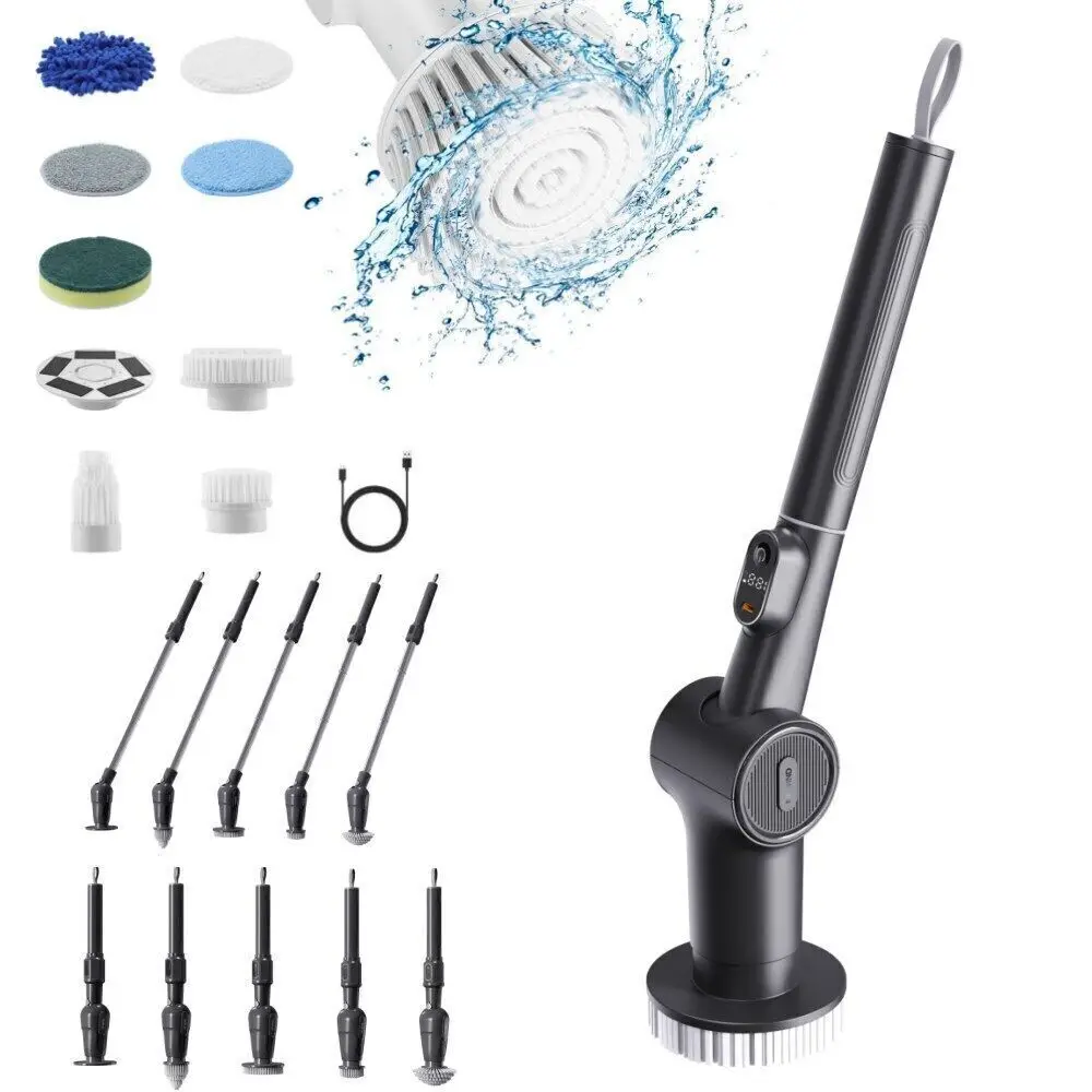 Electric Spin Scrubber  8 Replaceable Brush Heads Shower Cleaner Brush 3 Speeds