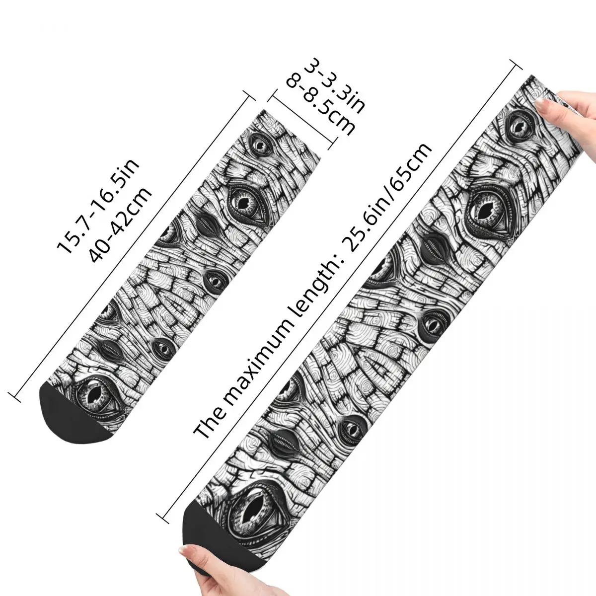 Funny Men's Socks Wall Of Alien Lizard Eyes Vintage Alien And UFO Pattern Harajuku Seamless Crew Sock Gift Pattern Printed