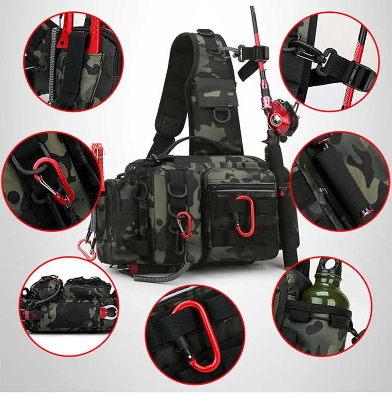 Angelzubehör, Schultertasche, Aufbewahrungstasche, tragbarer Angelrutenhalter, Outdoor-Sporttasche, Fliegenfischen – Detail 20