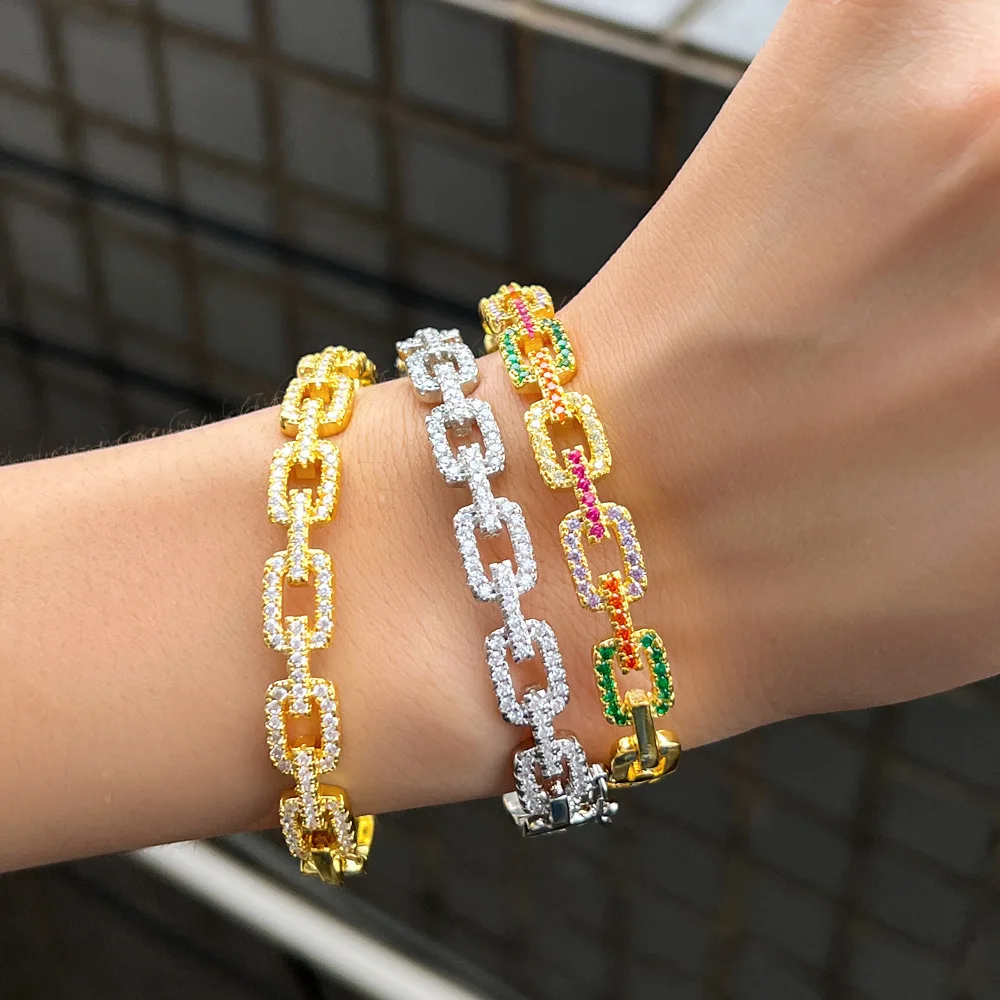 Light Luxury Zircon Hollow Square Spliced Bracelet Micro-Set Jewelry Accessory for Parties And Birthdays