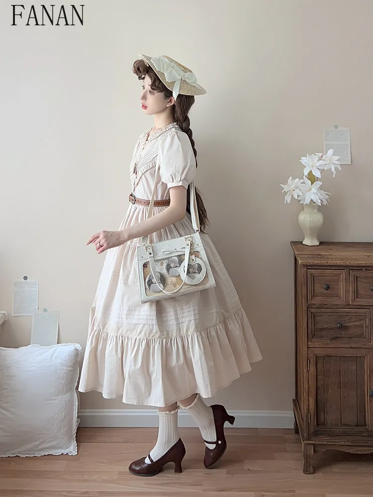 Girls Kawaii Bag Simple PU Transparent Tote Bag with Bow & Rivets Women's Handbags Lolita Style Crossbody Purse Femme