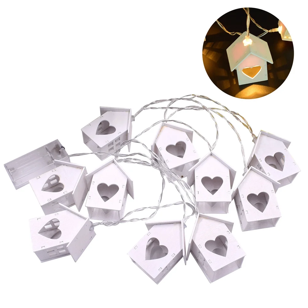 

2m LED String Lights Wooden House Fairy Lights Warm White for Christmas Party Home Store Decoration String Light