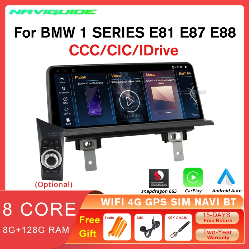 

NAVIGUIDE 10.25'' 8+128G Car Radio For BMW 1 Series E81 E82 E87 E88 2004-2012 CarPlay GPS Multimedia Player Bluetooth Stereo