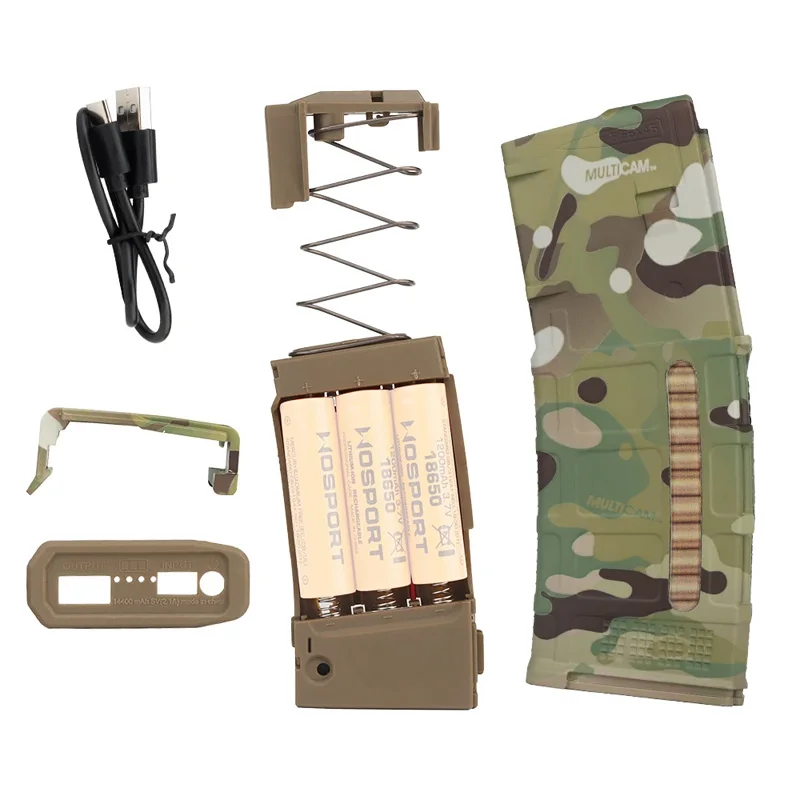 Tactical Magazine Style Power Bank Shell – Replaceable Battery Type with Battery Level Indicator Battery Not Included