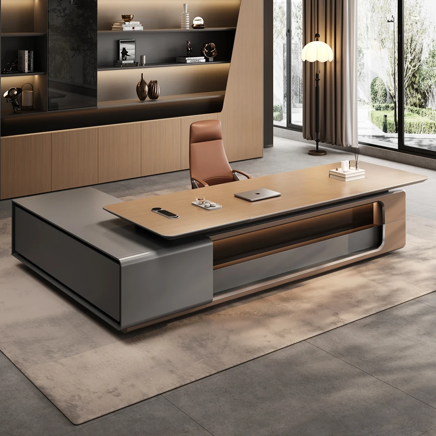 Modern Durable MDF Wood Eco-Friendly CEO Manager L-Shaped Executive Desk Commercial Use Boss Desk 3-Year Warranty