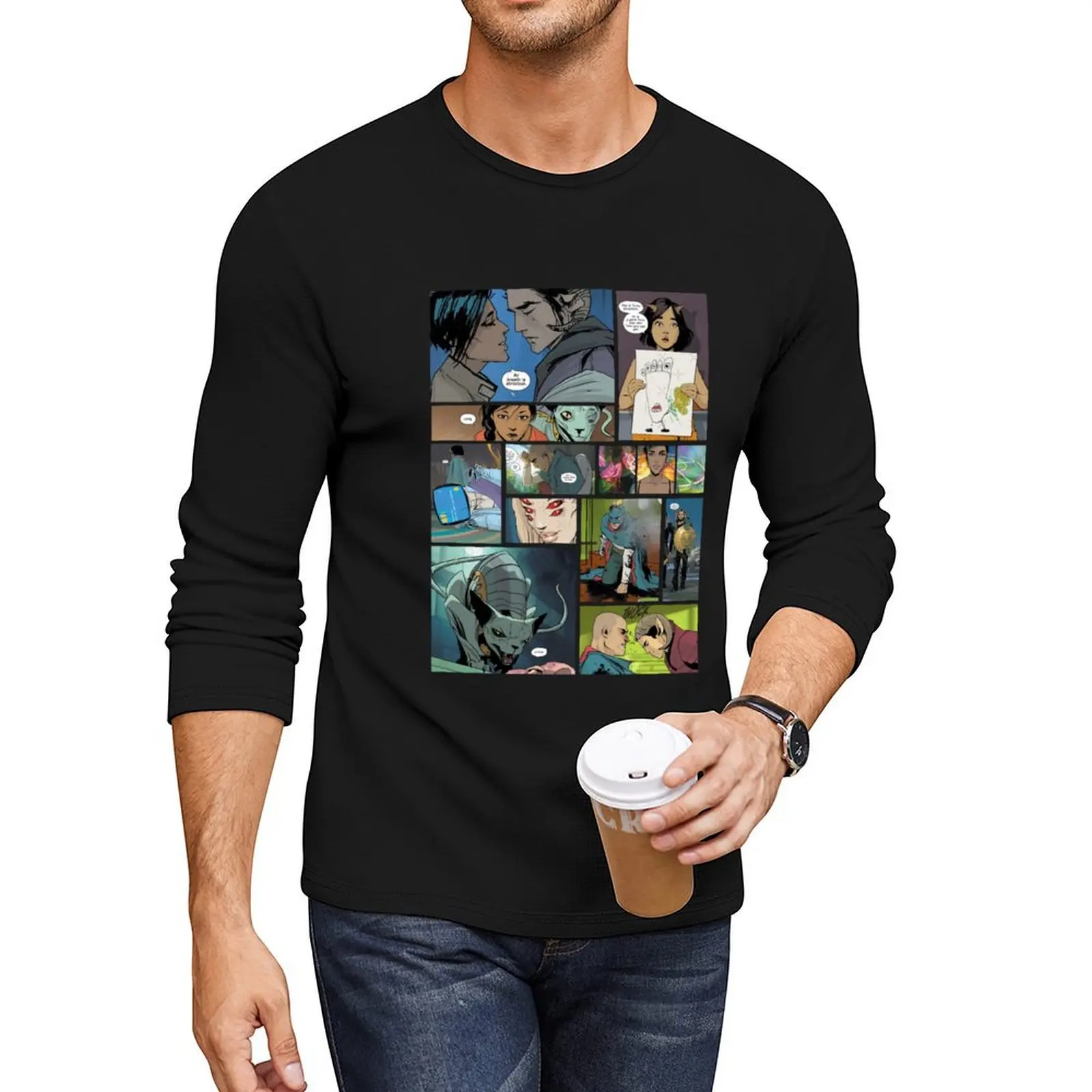 

Saga Image Comics Panel Design Long T-Shirt funny t shirt t shirts for men cotton