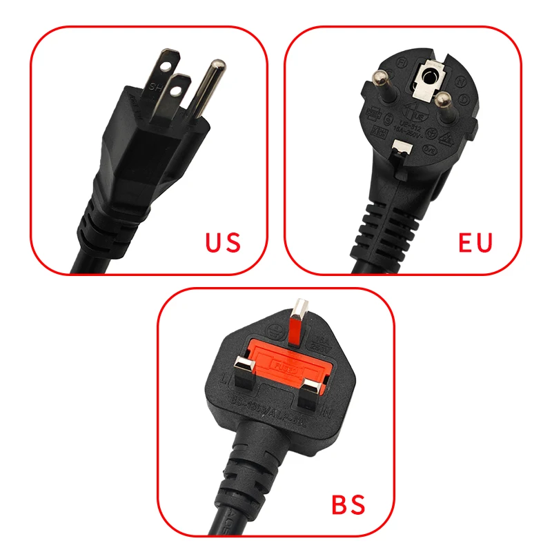Golf cart charging plug 100~220V, compatible with American, European, and British standards, available in 10 ft or 16 ft chargin