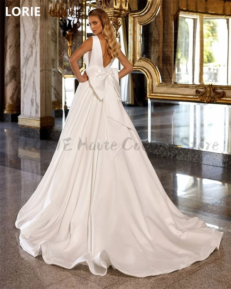 LORIE A-line Sleeveless Wedding Dresses V-Neck Princess Bridal Gown Elegant Backless Wedding Party Gowns Customized