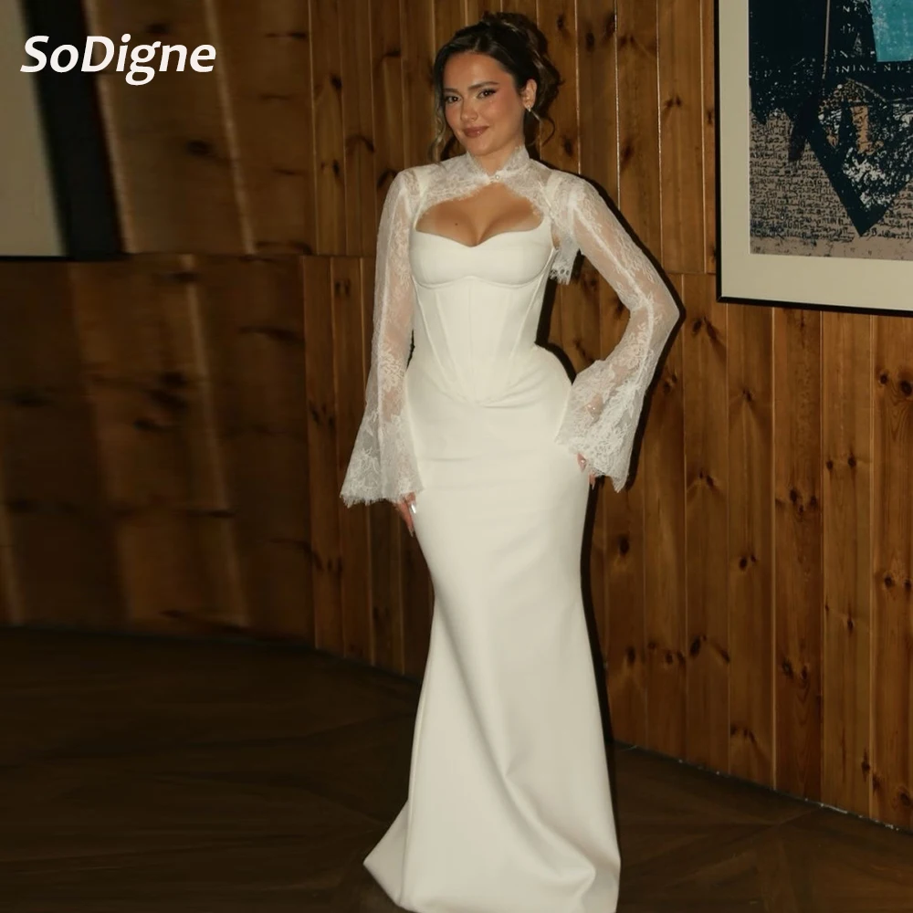 

SoDigne Mermaid Satin Wedding Dresses Sweetheart Bridal Dress with Jacket 2026 Long Bride Gown vestidos de novia Customized