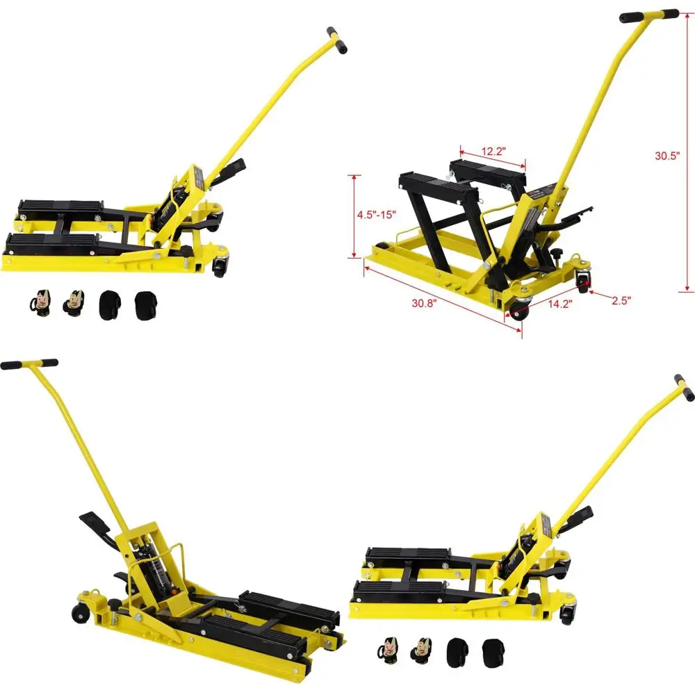 

Портативный ножничный подъемник грузоподъемностью 1500 фунтов для мотоциклов и квадроциклов с 4 колесами и ножным гидравлическим приводом