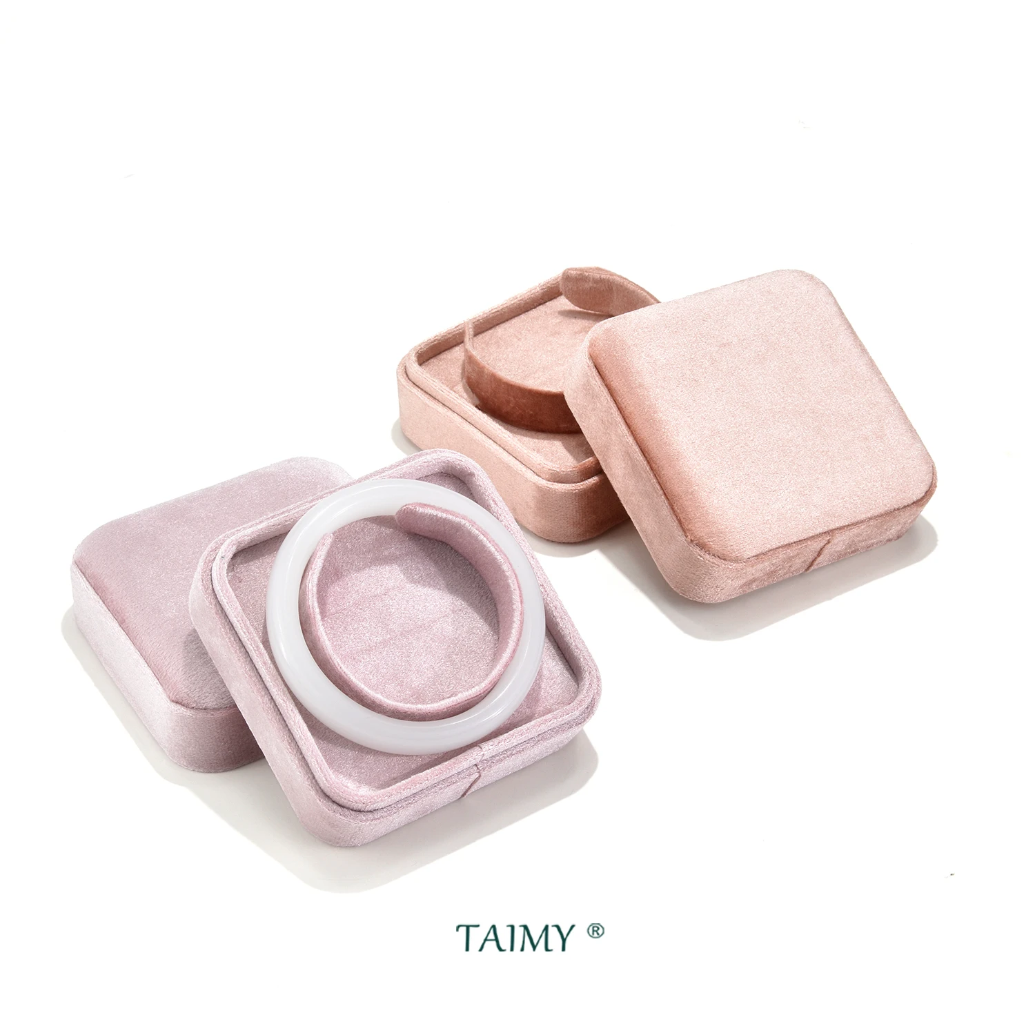 TAIMY Wholesale Velvet Custom Logo Bracelet Holder Display Jewelry Box Suede Presentoir Bracelet Gift Packaging Case