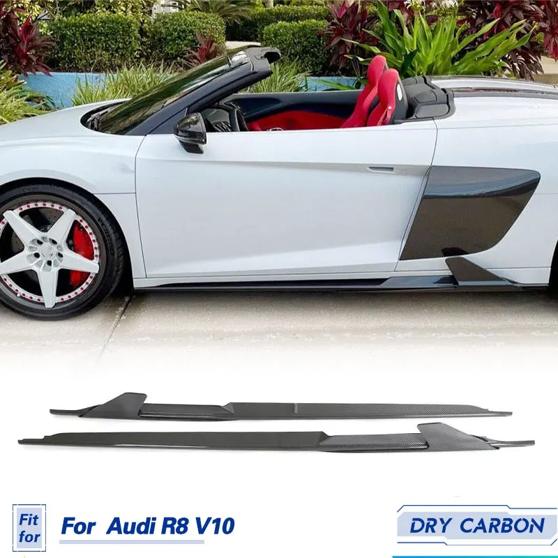 Car Side Skirts Extensions Dry Carbon For Audi R8 V10 Coupe Convertible 2-Door 2023 Auto Racing Side Skirts Apron Protector