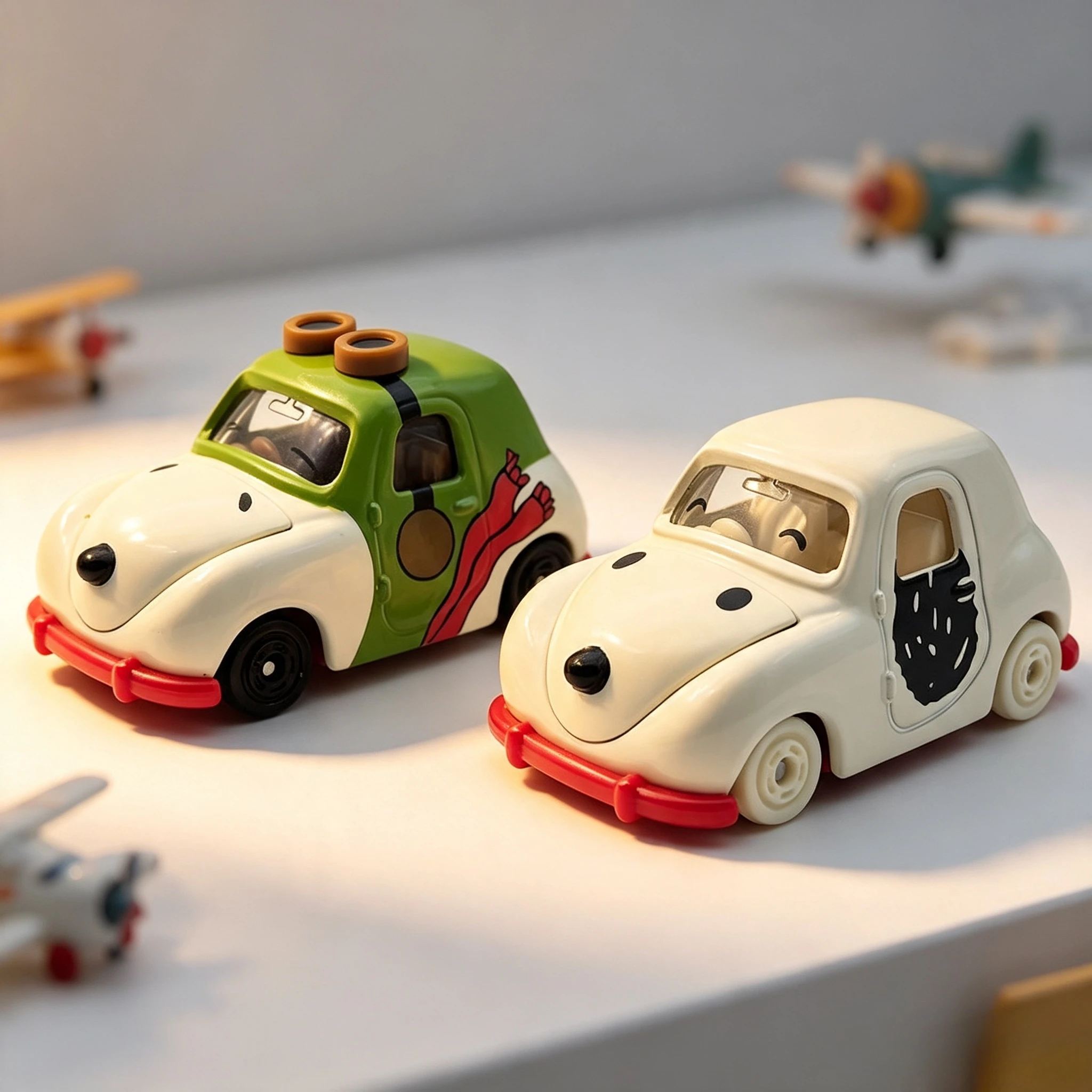 Snoopy Pilot Alloy Diecast Car Model Simulated Vehicle Desktop Decoration Collectible Ornament Kids Toy Gift for Students