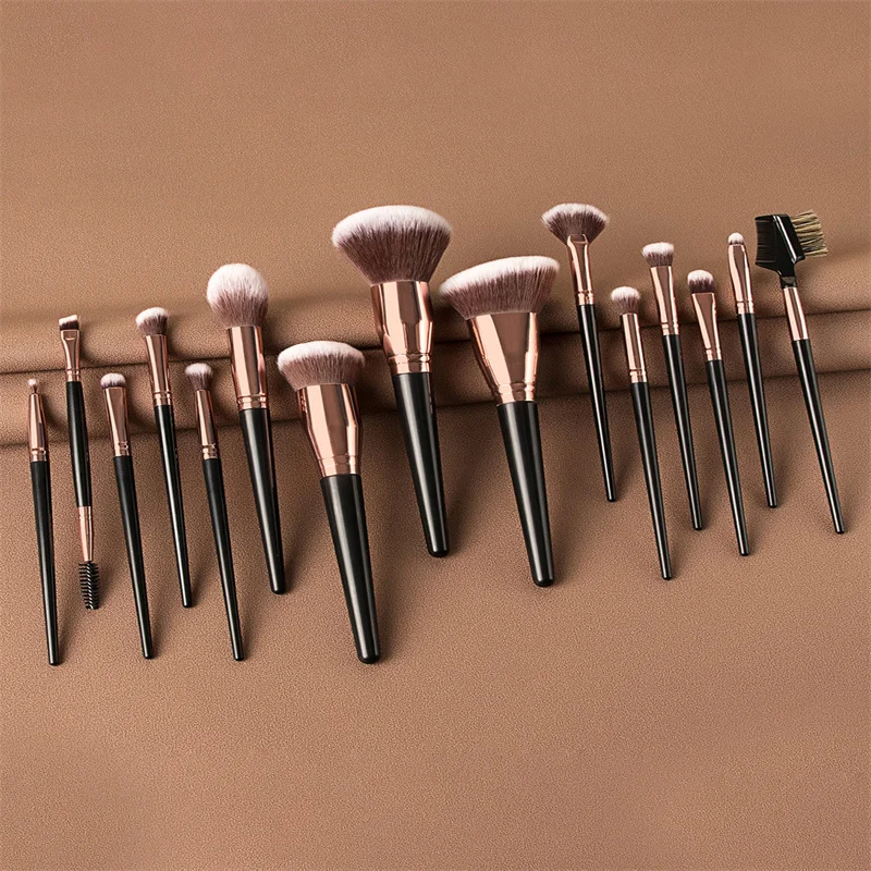 15 Pcs/set Exquisite workmanship Gradient fiber wool comofort-handle profession soft and delicate brush set