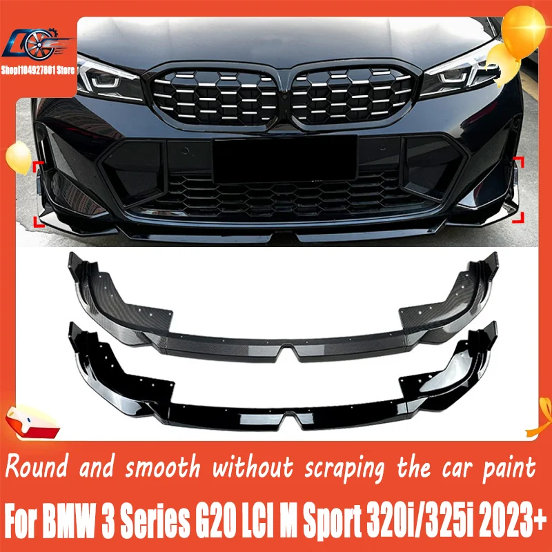 For BMW 3 Series G20 LCI M Sport 320i/325i 2023+, Front Lip / Chin Spoiler Front Bumper Splitter, MP Style, Sporty Upgrade