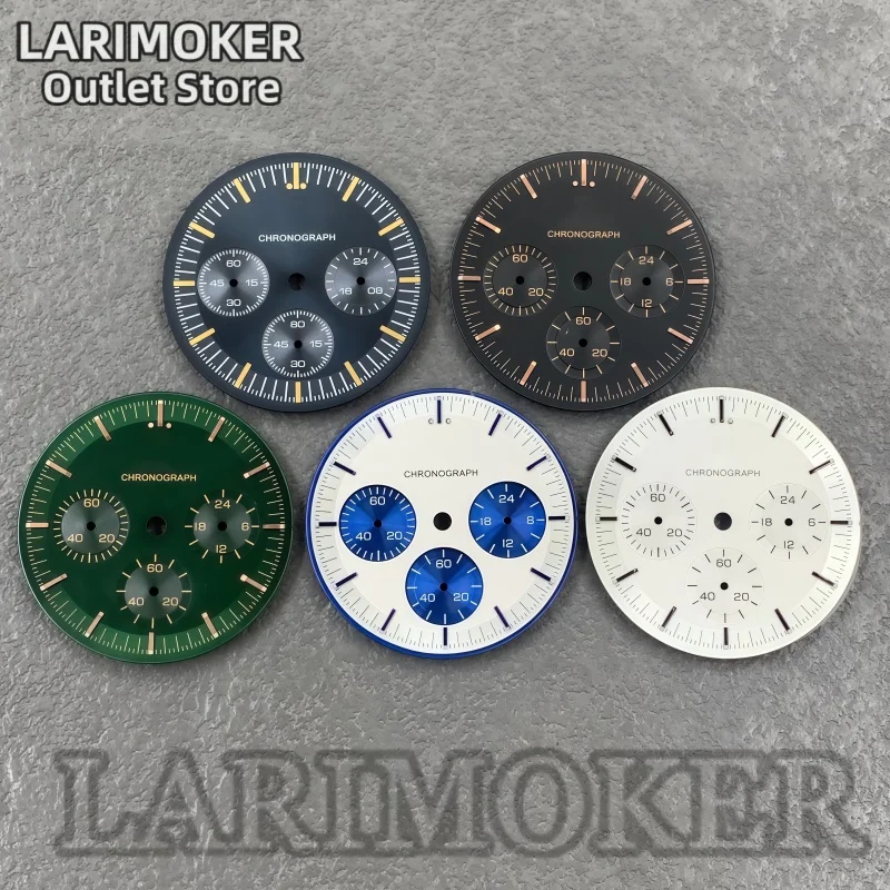 

LARIMOKER 32.5mm Green Luminous Chronograph Dial Fits VK63 Quartz Movement Watch Modification High-Quality Replacement Part
