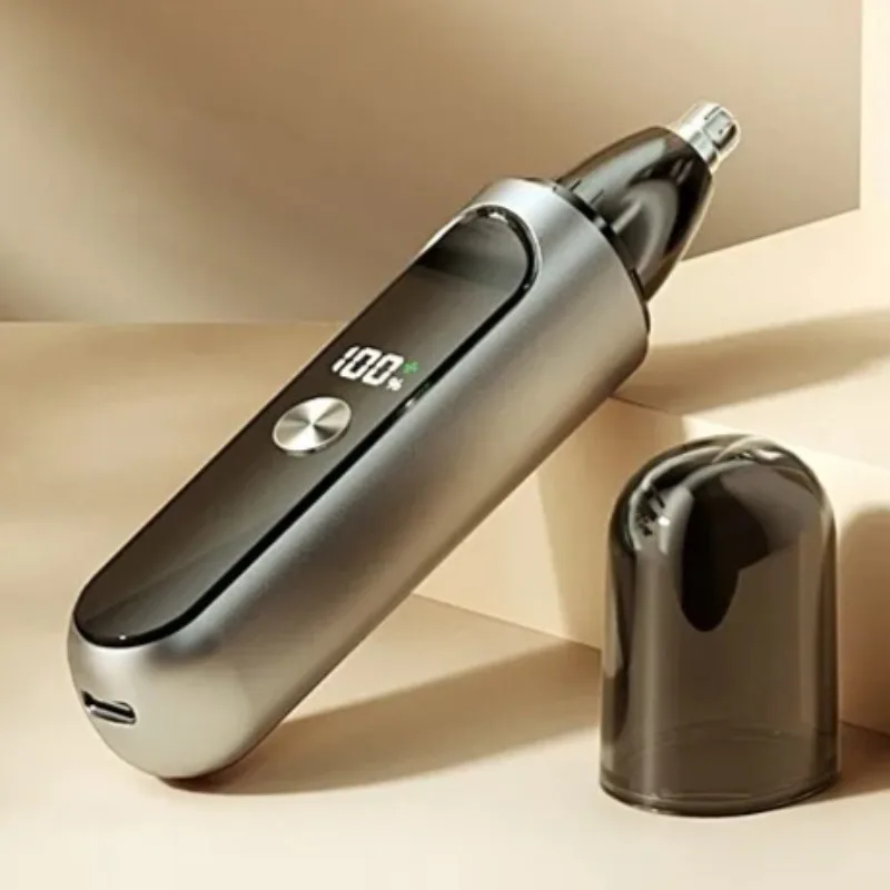 

Мужской электрический триммер для волос в носу с умным ЖК-дисплеем и безболезненными круглыми лезвиями для безопасного ухода, водонепроницаемый, беспроводной, для личной гигиены