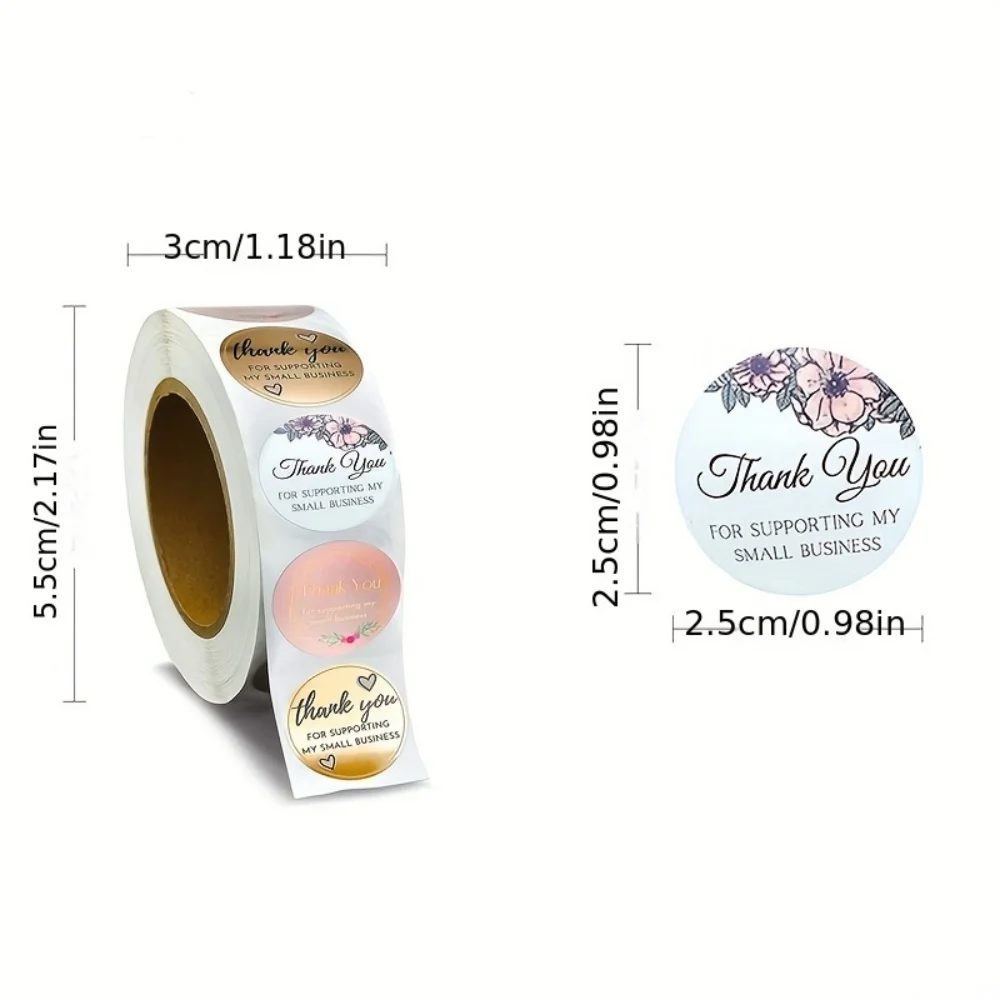 500-Pack Thank You Seal Stickers, Envelope Decoration Adhesive Stickers, Gift and Cake Packaging, Household Bottle Cap Seal Stickers