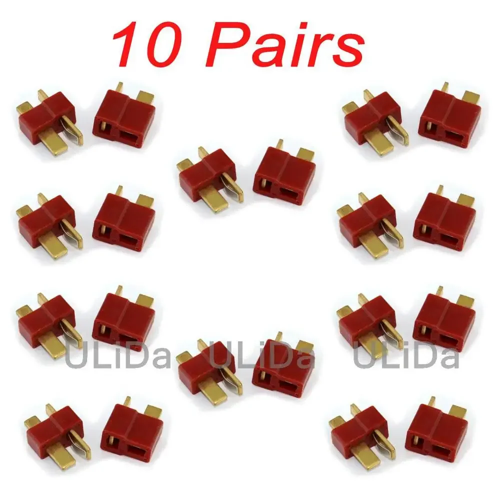 10pairs=20pcs T- Plug Male & Female Connectors Deans Style For RC LiPo Battery ESC