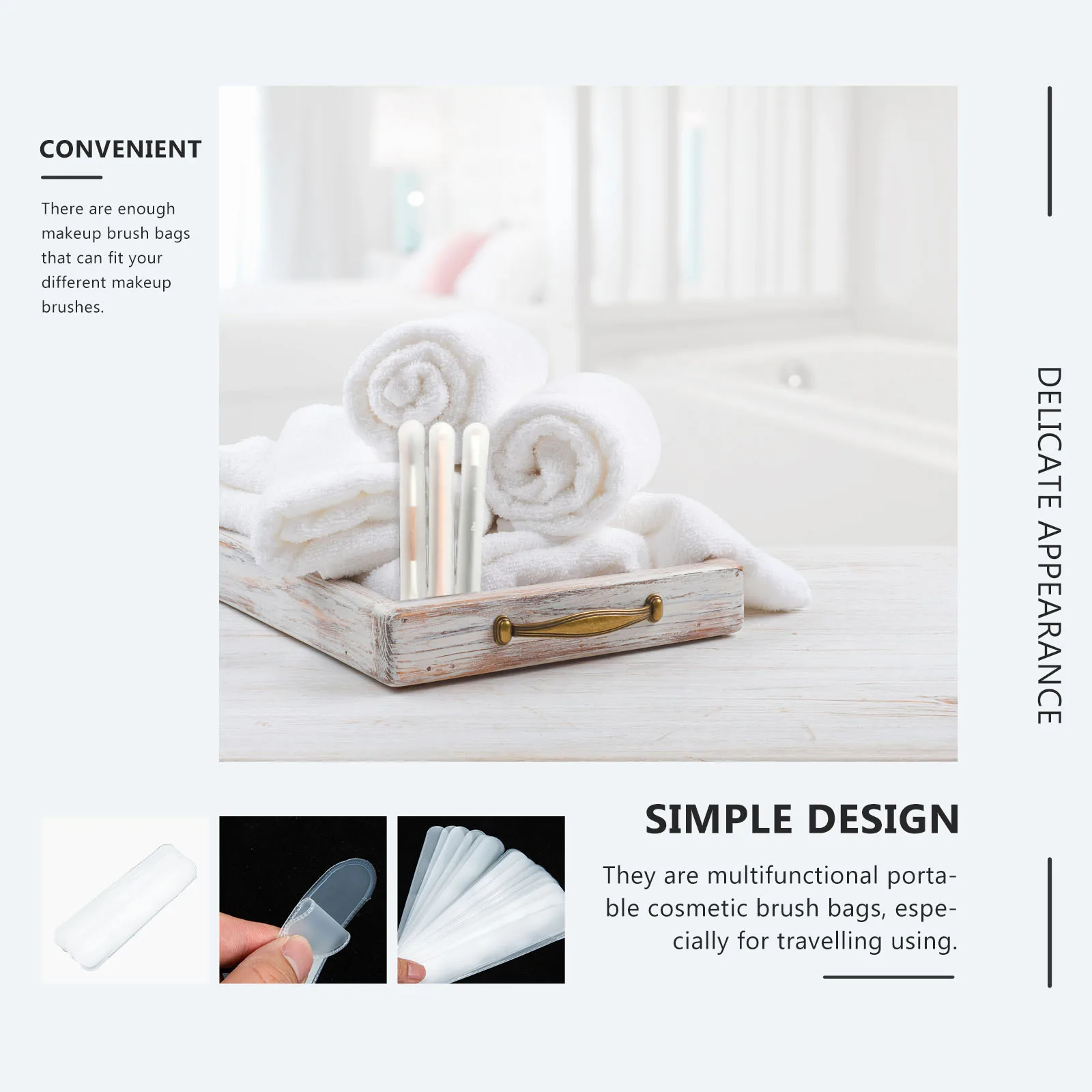 20 قطعة من حقائب تنظيم فرش المكياج بتصميم شبه شفاف مقاوم للماء وحامل أدوات محمول من إيفا وأغطية مستحضرات التجميل #6