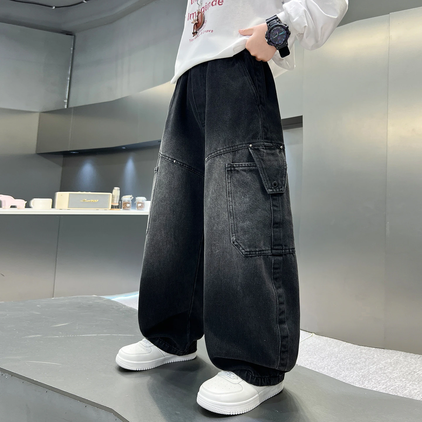 Teen Boys Cargo Pants Loose Casual Fashion Children Trousers Pockets Design Trendy Cool Streetwear Kids Pants 6 8 10 12 14 Years