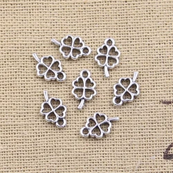 100pcs Charms Lucky Irish Four Leaf Clover 10x6mm Antique Silver Color Pendants DIY Making Findings Handmade Tibetan Crafts