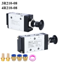 3R210-08 4R210-08 Push Pull Valve Pneumatic Control Switch Reversing Manual Valve With 4mm 6mm 8mm 10mm 12mmFittings