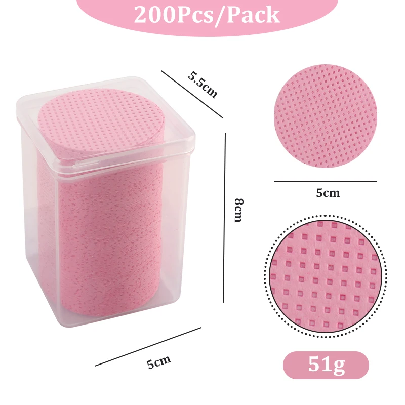 Lingettes en coton non pelucheuses pour extension de cils, tampons dissolvants pour colle, livres cosmétiques, outils de maquillage, poulet, 200 pièces