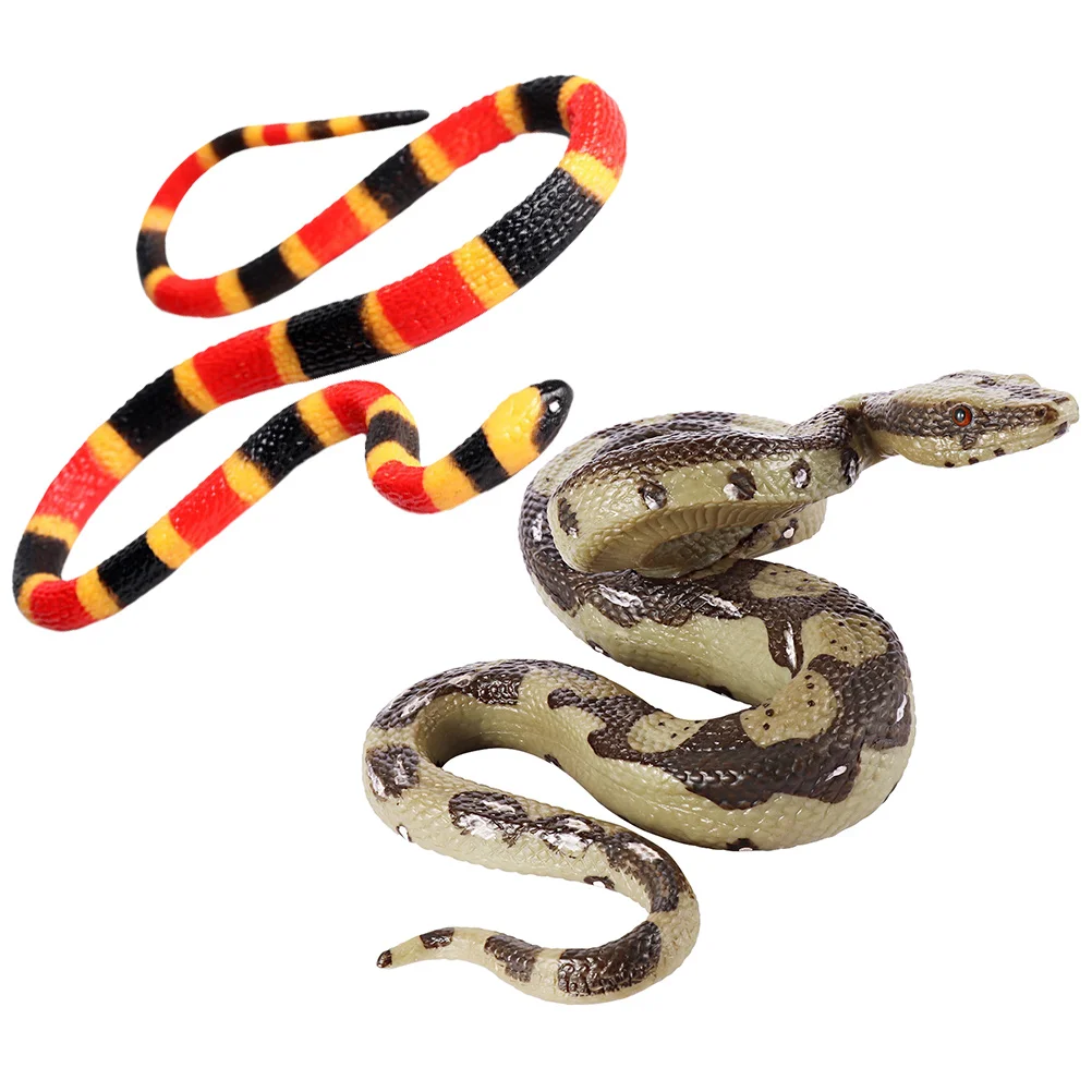 

2 Pcs Toy Toys Artificial Snake Kids Models Fake Crawl Cognitive Prank Snakes Props Child