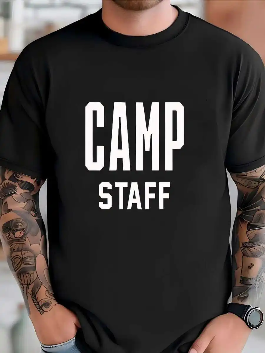 

Mens Camp Staff T-Shirt Short Sleeve Graphic Tee