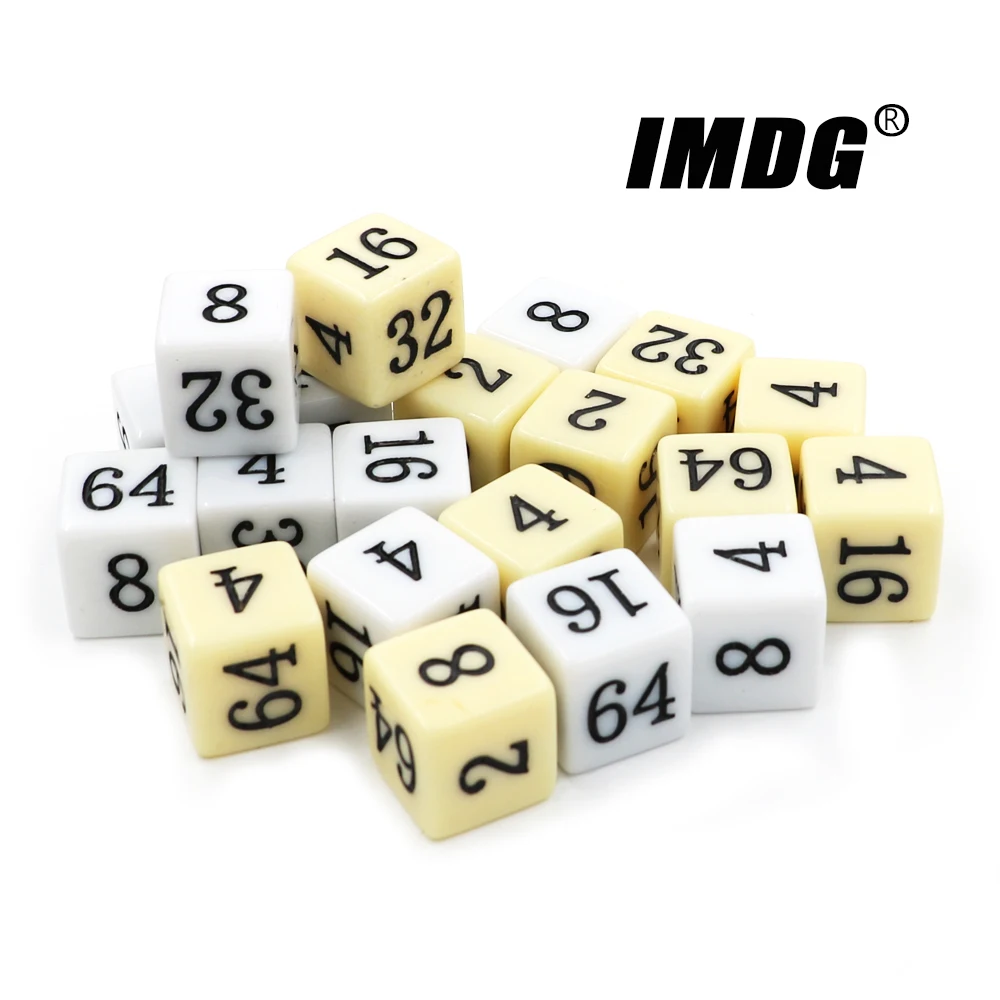 Dados digitales dobles Multiples acrílicos D6, cubos de esquina cuadrados blancos, crema, Beige, juego de enseñanza, 16mm, 10 unids/lote por paquete