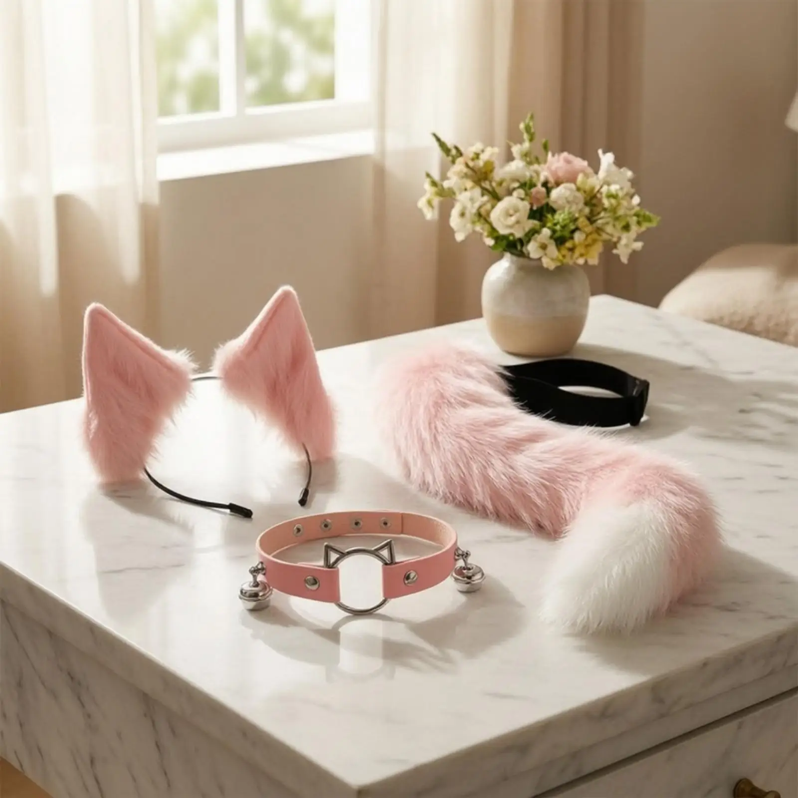 Cat Cosplay Accessory Set with Bells Soft for Stage Performances, Cosplayers