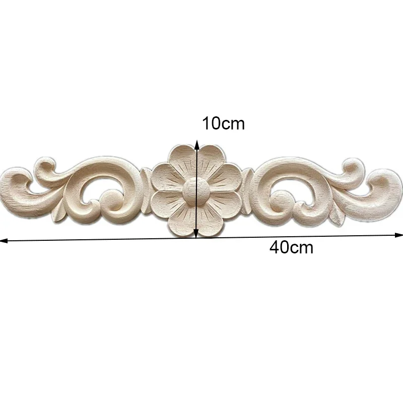 2PCS Woodcarving Decal Patterns Wood Appliques Carved Miniatures Wooden Figurine Crafts Furniture Window Home Decor
