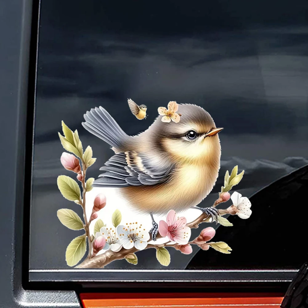 15x13cm#Cute Bird Standing On a Tree Sticker Decals, Waterproof Vinyl Stickers for Car, Laptop,  Glass Surface