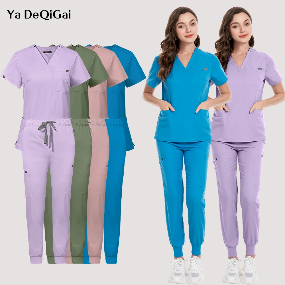 Hospital Nursing Uniform Surgery Scrubs Top Pant Women Men Clinical Workwear Dental Nurse Doctor Work Clothes Polychrome Uniform