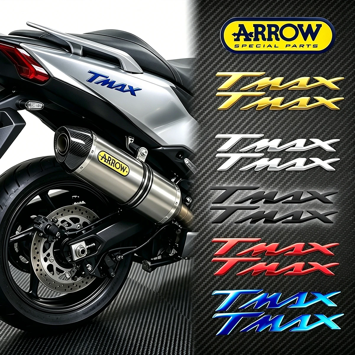 Motorcycle Exhaust Pipes Pipe Stickers TMAX Emblem 3D Epoxy Resin Sticker Reflective Accessories for TMAX 500 530 560 Tmax 530