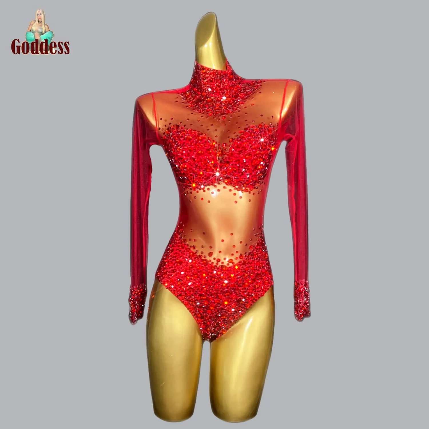 Sparkly strass body Dance Girl Sexy Thin Mesh Dance Outfit Performance Costume Singer Dancer body Show Stage Wear