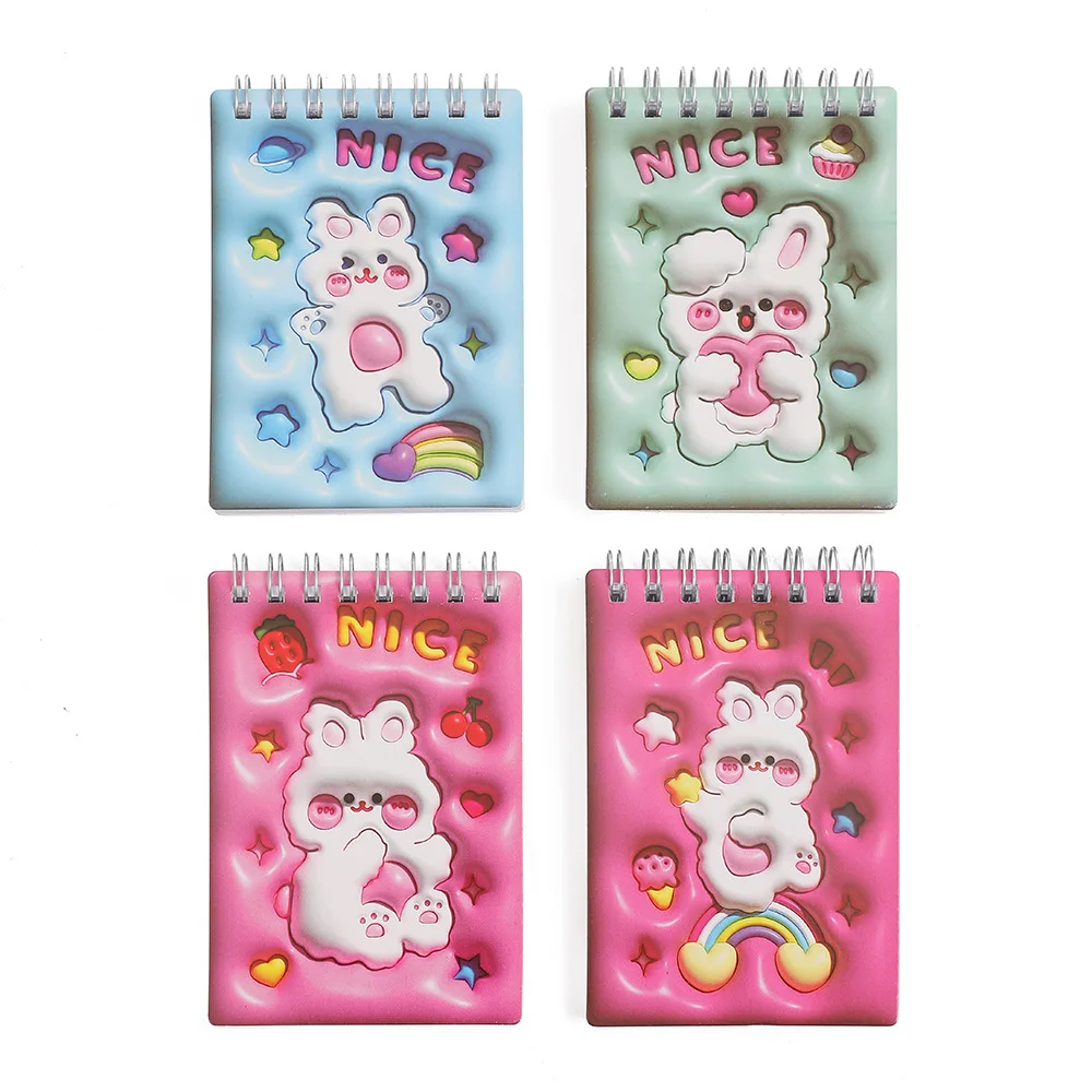 2PC Kawaii Mini Pocket Notebook Student Notepad Diary Spiral Notebook Kids Prize Stationary Gift Office School